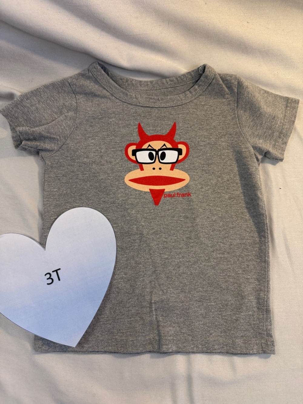 Paul Frank - Red and Gray Short Sleeve T-Shirt with Silkscreen Graphic